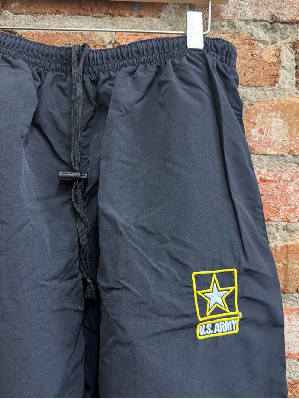 U.S. Army Black Windbreaker Pants with Yellow Logo - Picture 2 of 5